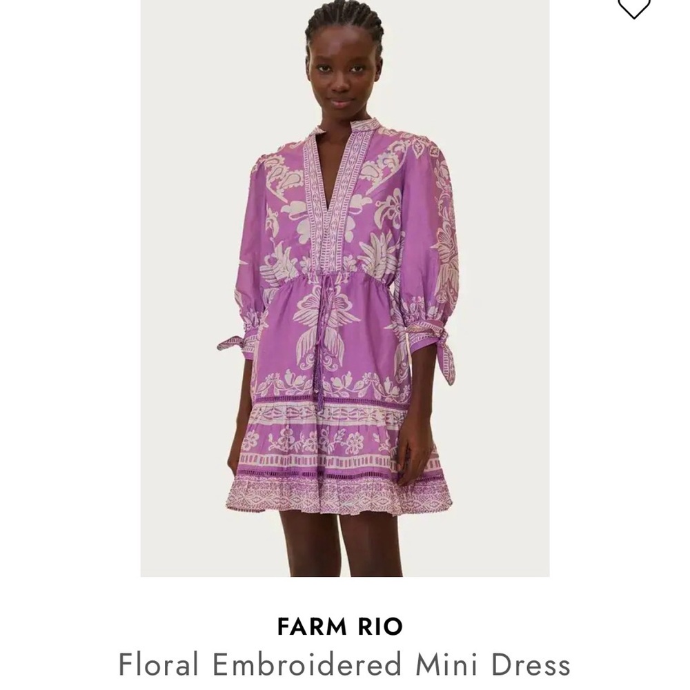 Farm Rio Lilac Sweet Garden Embroidered Mini Dress